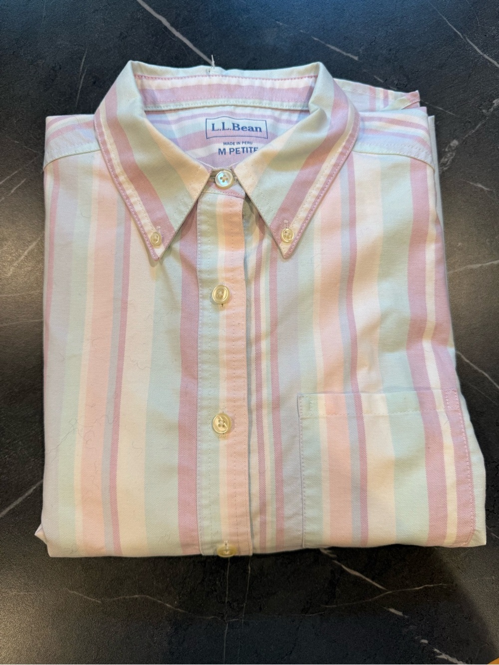 LL Bean Striped Long Sleeve Button Down Oxford Shirt